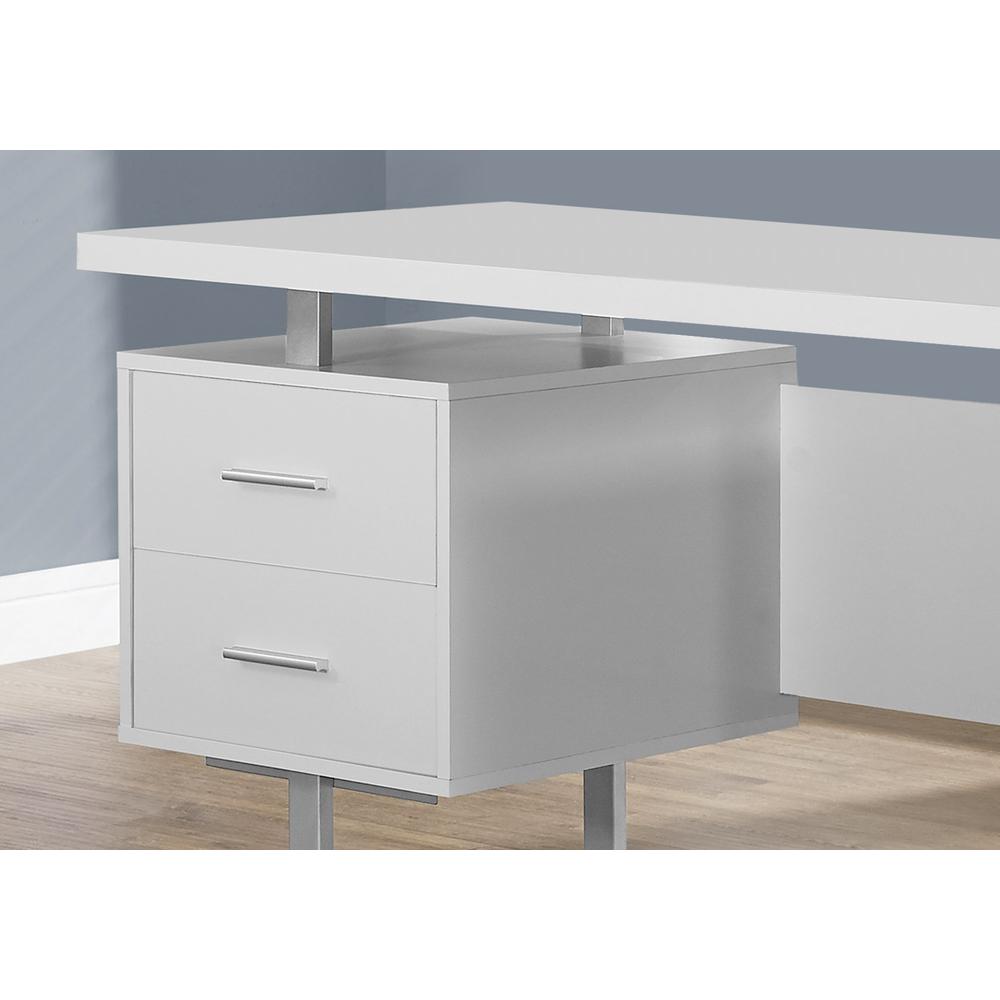 23.75" x 60" x 30.25" White Silver Particle Board Hollow Core Metal  Computer Desk With A Hollow Core - 333367. Picture 2