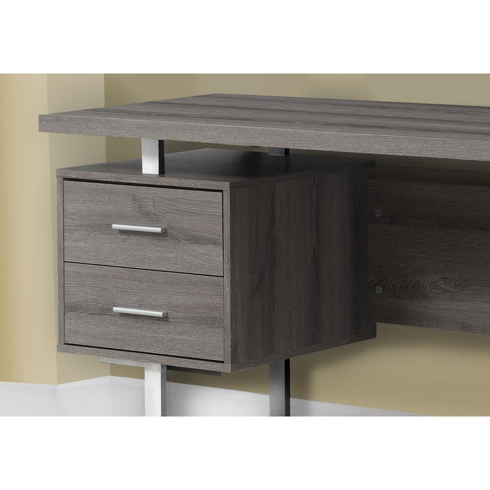 23.75" x 60" x 30.25" Dark Taupe Silver Particle Board Hollow Core Metal  Computer Desk With A Hollow Core - 333368. Picture 2