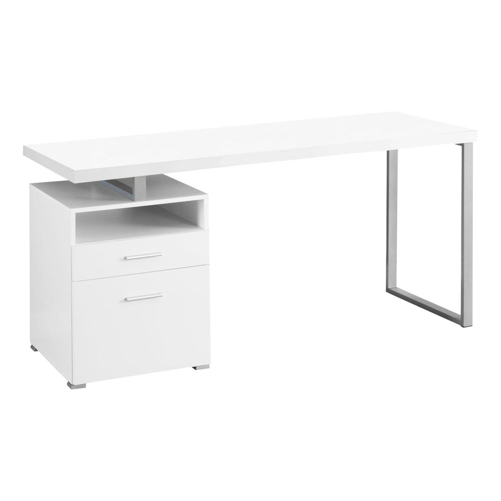 30" White Particle Board and Silver Metal Computer Desk. Picture 2