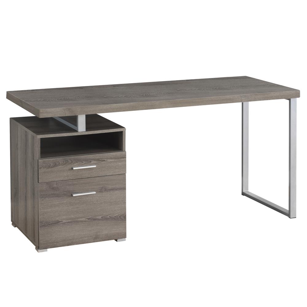 23.75" x 60" x 30" Dark Taupe Silver Particle Board Hollow Core Metal  Computer Desk. Picture 1