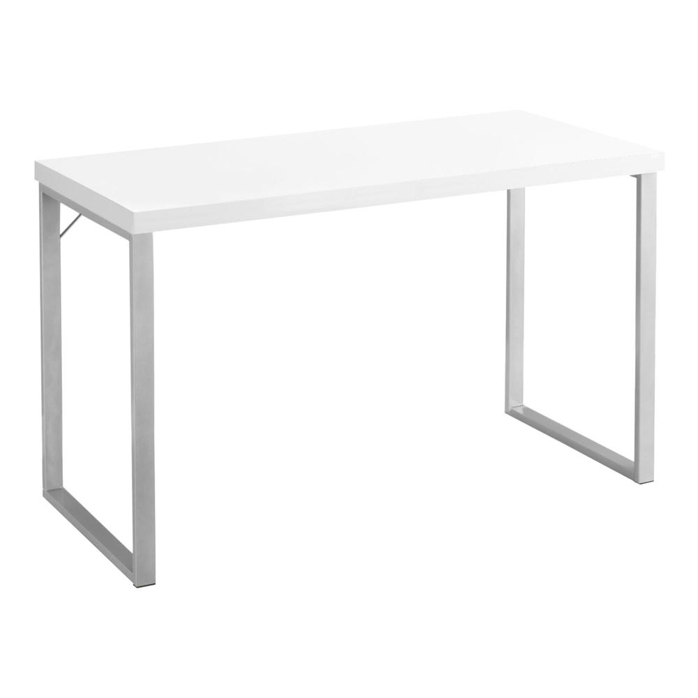 23.75" x 47.25" x 30" White Silver Particle Board Hollow Core Metal  Computer Desk - 333390. The main picture.