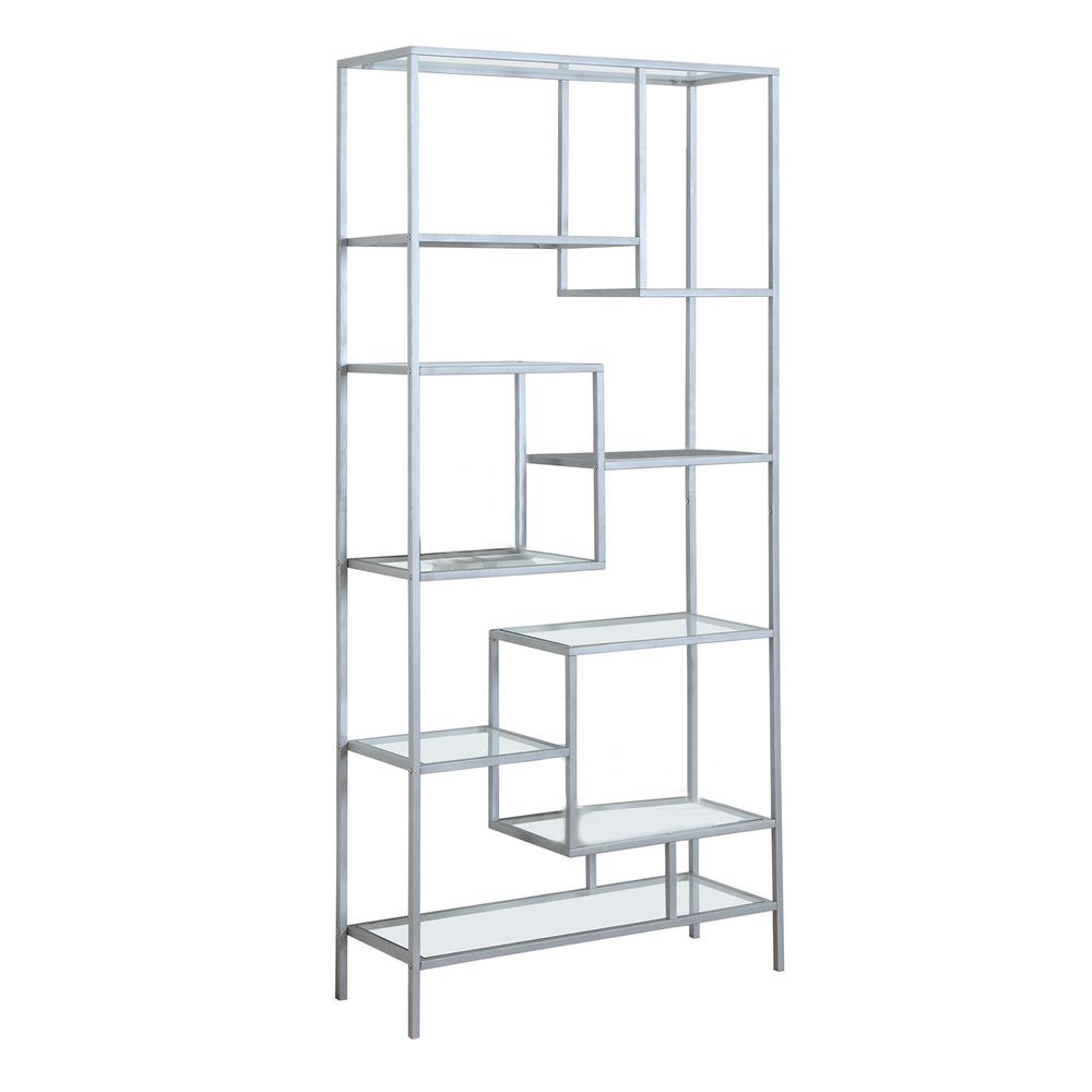 72" Metal and Tempered Glass Bookcase. Picture 6