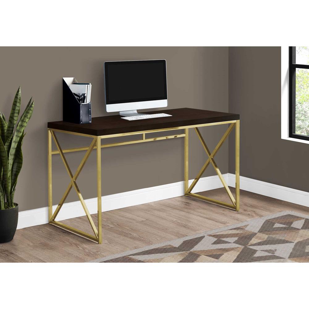 Modern Gold and Walnut Finish Computer Desk - 333406. The main picture.