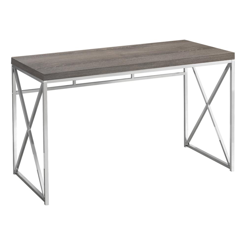 29.75" Dark Taupe Particle Board and Chrome Metal Computer Desk. Picture 2