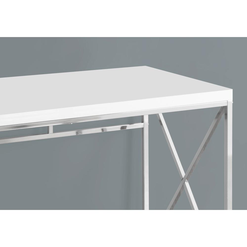 29.75" Glossy White Particle Board and Chrome Metal Computer Desk. Picture 4