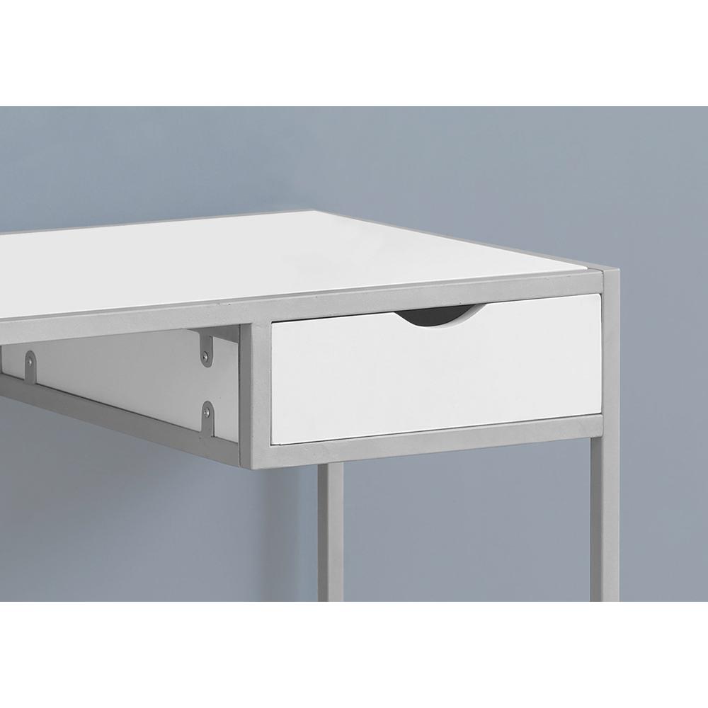 20" x 42.25" x 30" White Silver Mdf Metal  Computer Desk. Picture 2