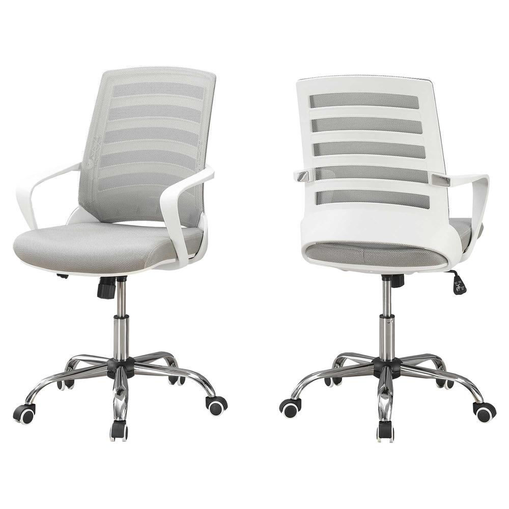 24.25" x 24" x 39" White Grey Foam Metal Nylon  Multi Position Office Chair. Picture 1