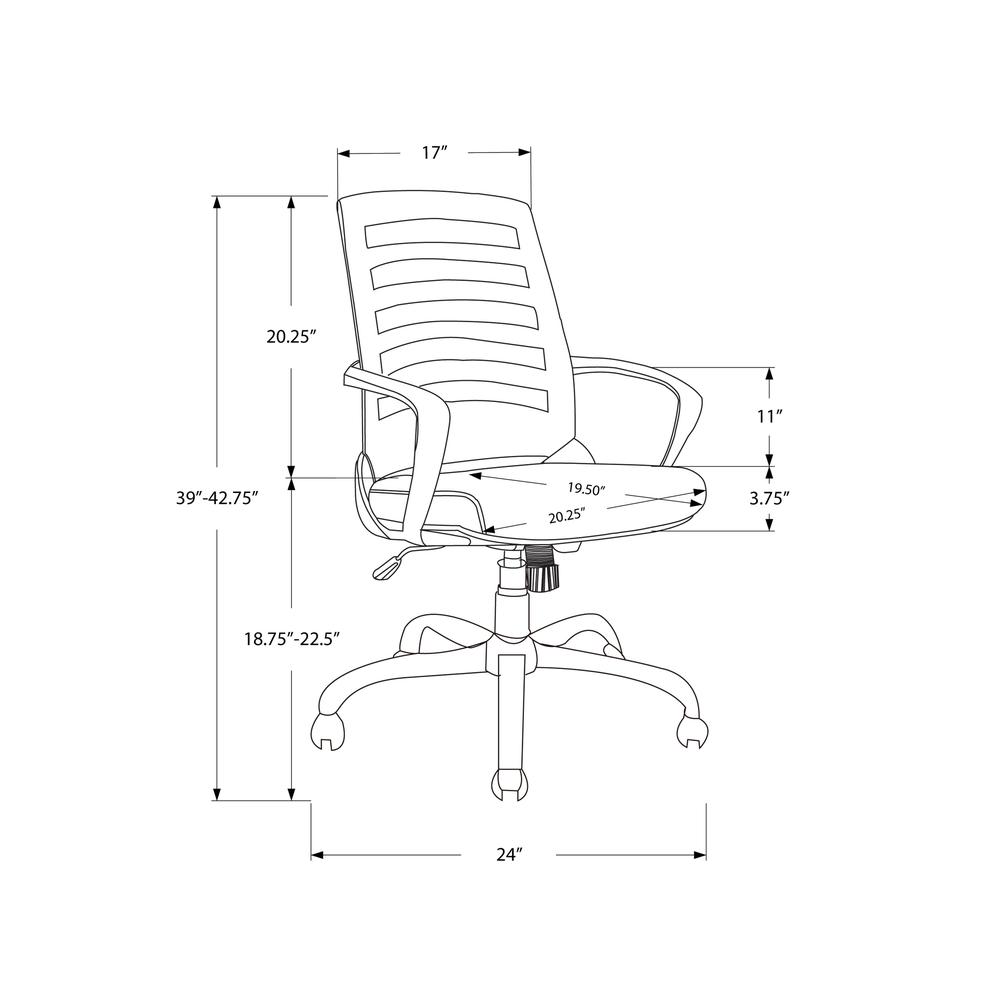 24.25" x 24" x 39" White Grey Foam Metal Nylon  Multi Position Office Chair. Picture 3