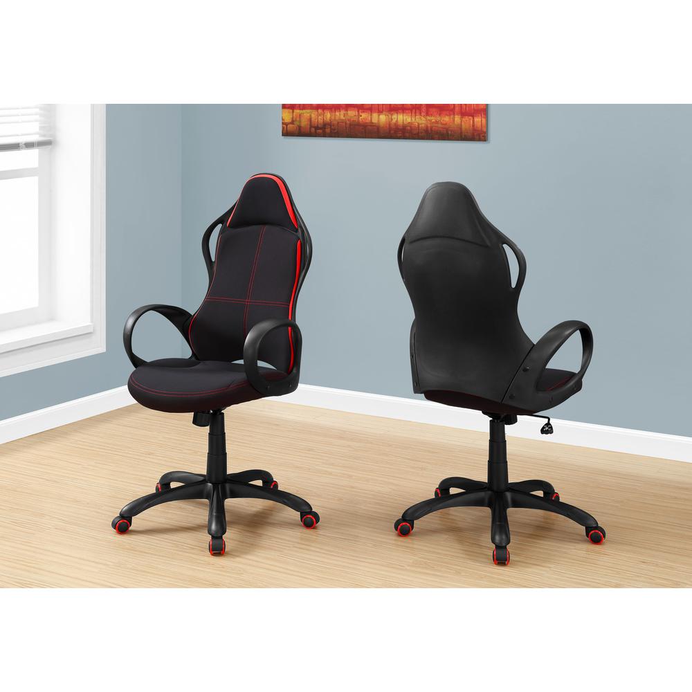 46" Black and Red Fabric Multi Position Office Chair - 333447. Picture 1