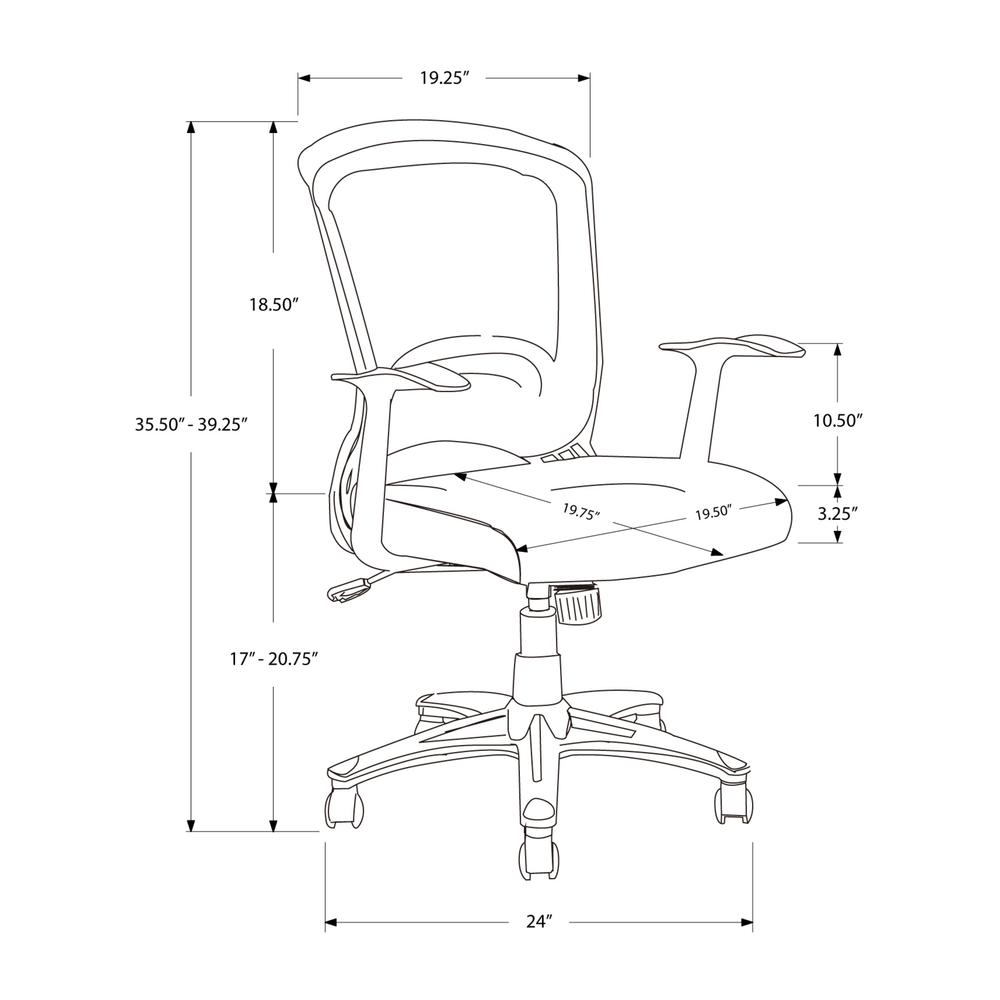 35.5" Foam  MDF  Polypropylene  and Metal Multi Position Office Chair. Picture 4