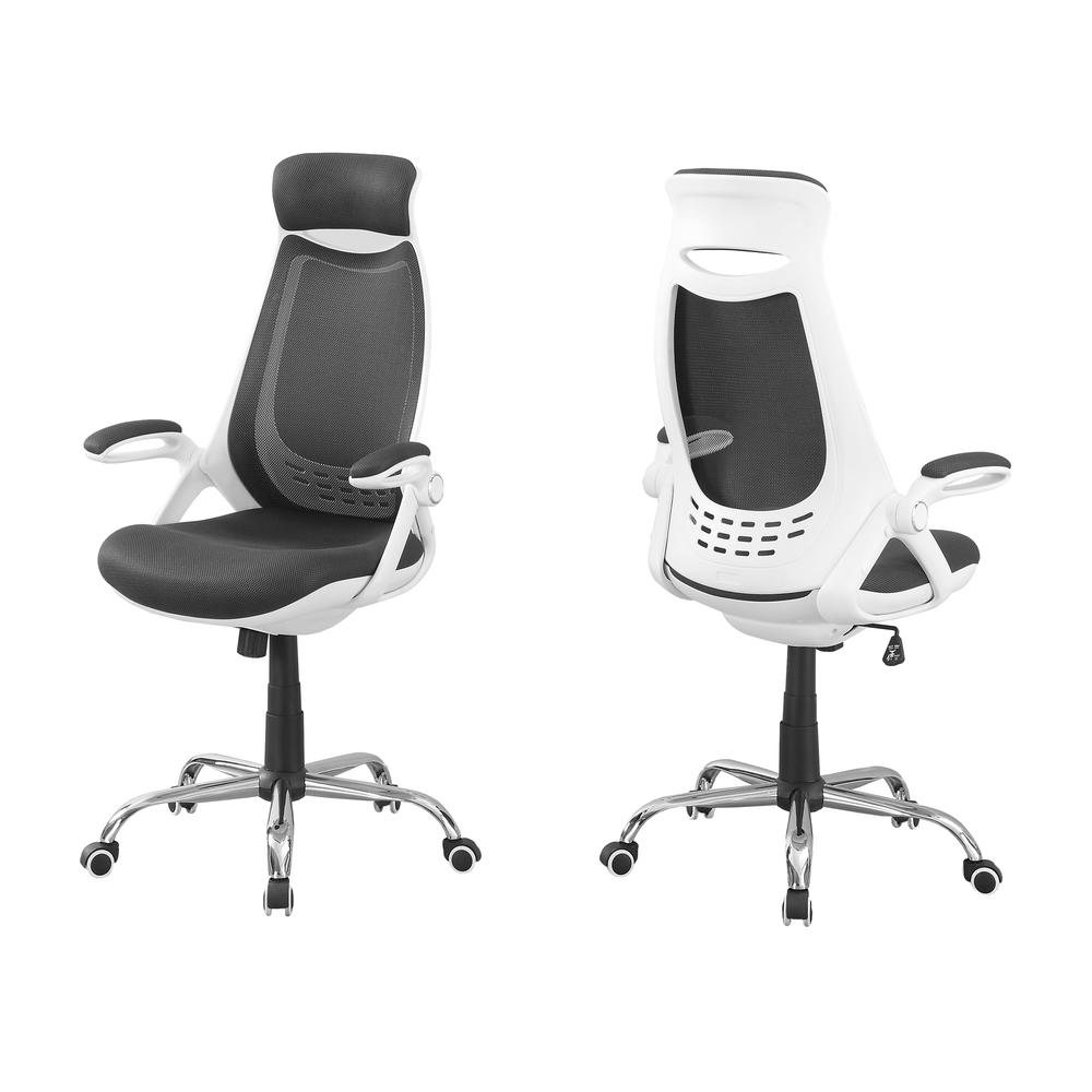 23.75" x 28" x 93.75" White Grey Foam  Office Chair With A High Back. Picture 1