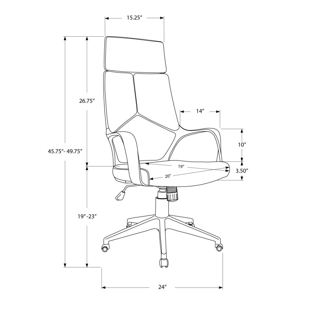 45.75" Foam  White Polypropylene  MDF  and Metal High Back Office Chair. Picture 4