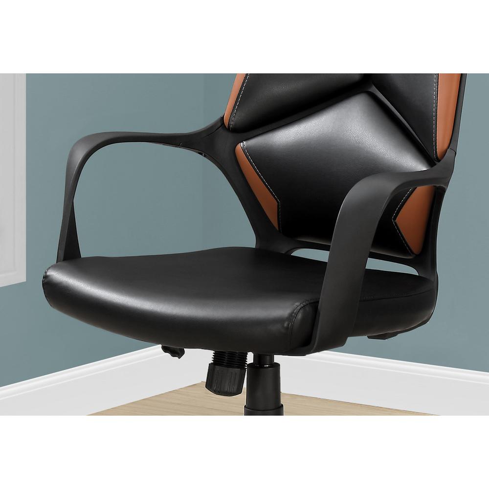 24.5" x 25" x 95.5" Black Brown Foam MetalLeather Look  Office Chair - 333457. Picture 2