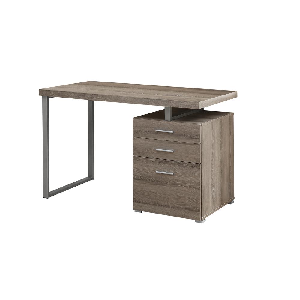 23.75" x 47.25" x 30" Dark Taupe Silver Particle Board Hollow Core Metal  Computer Desk - 333477. The main picture.