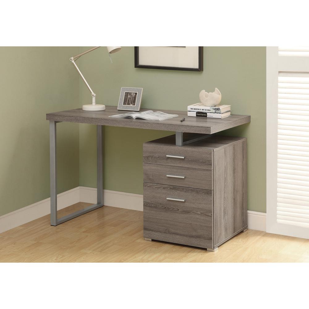 23.75" x 47.25" x 30" Dark Taupe Silver Particle Board Hollow Core Metal  Computer Desk - 333477. Picture 2