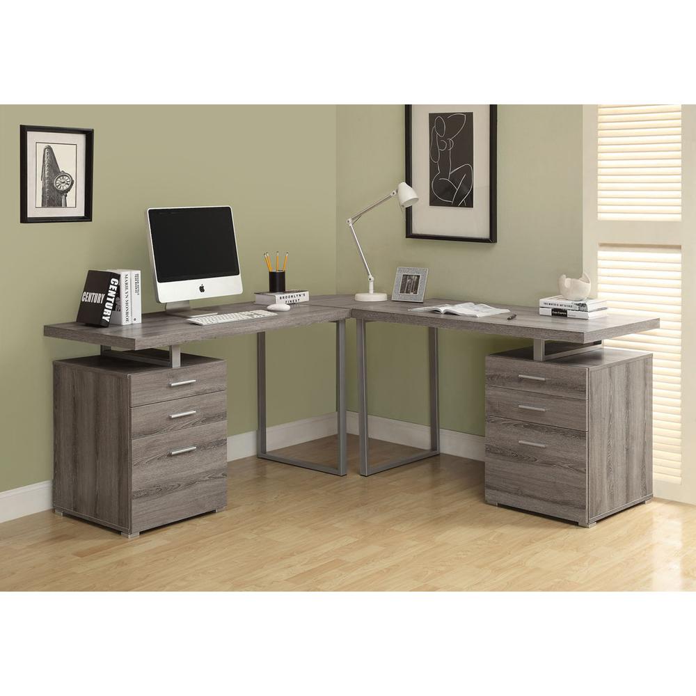 23.75" x 47.25" x 30" Dark Taupe Silver Particle Board Hollow Core Metal  Computer Desk - 333477. Picture 3