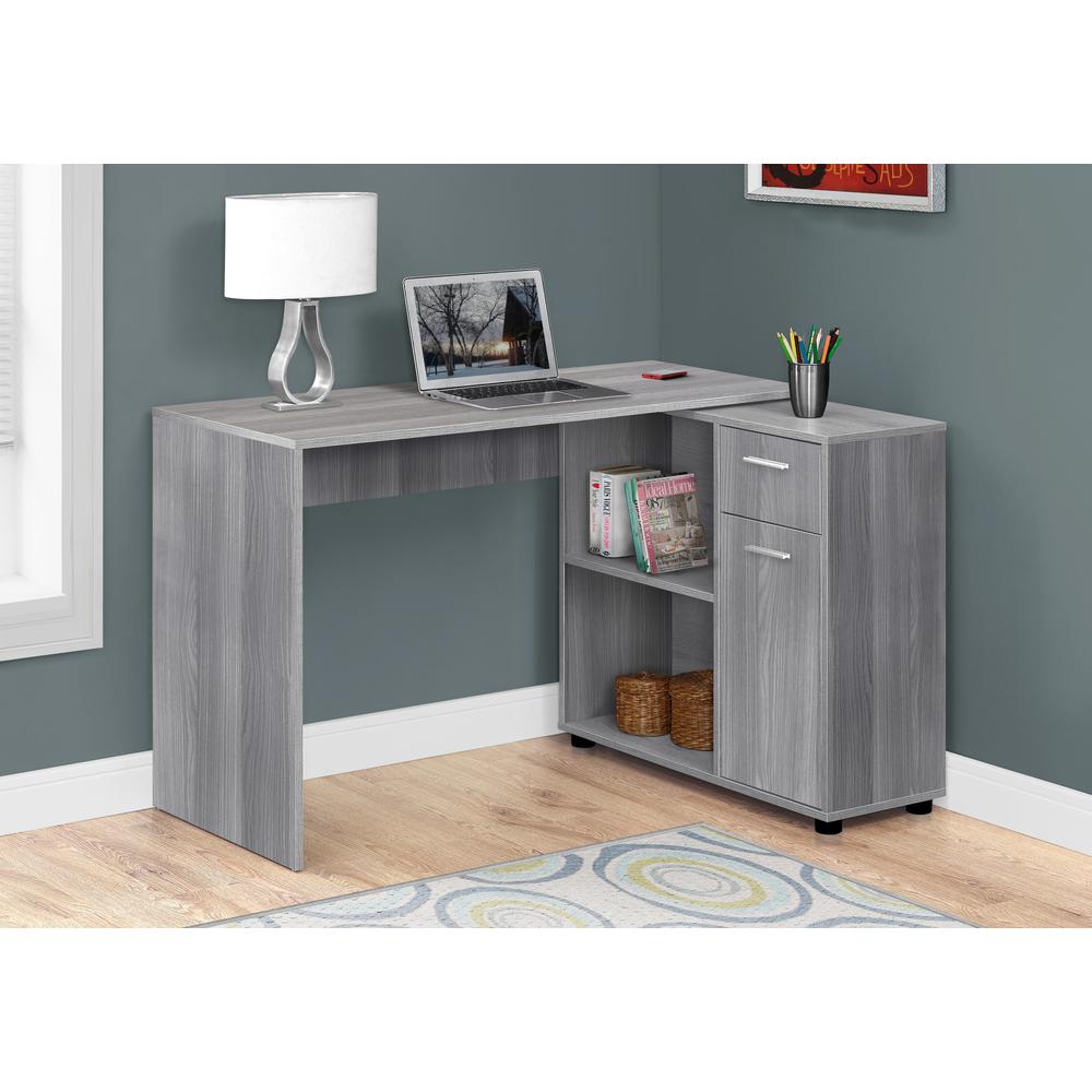 29.5" Grey Particle Board and Laminate Computer Desk with a Storage Cabinet. Picture 1
