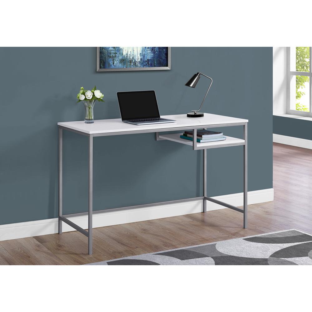 30" White MDF and White Metal Computer Desk - 333489. The main picture.