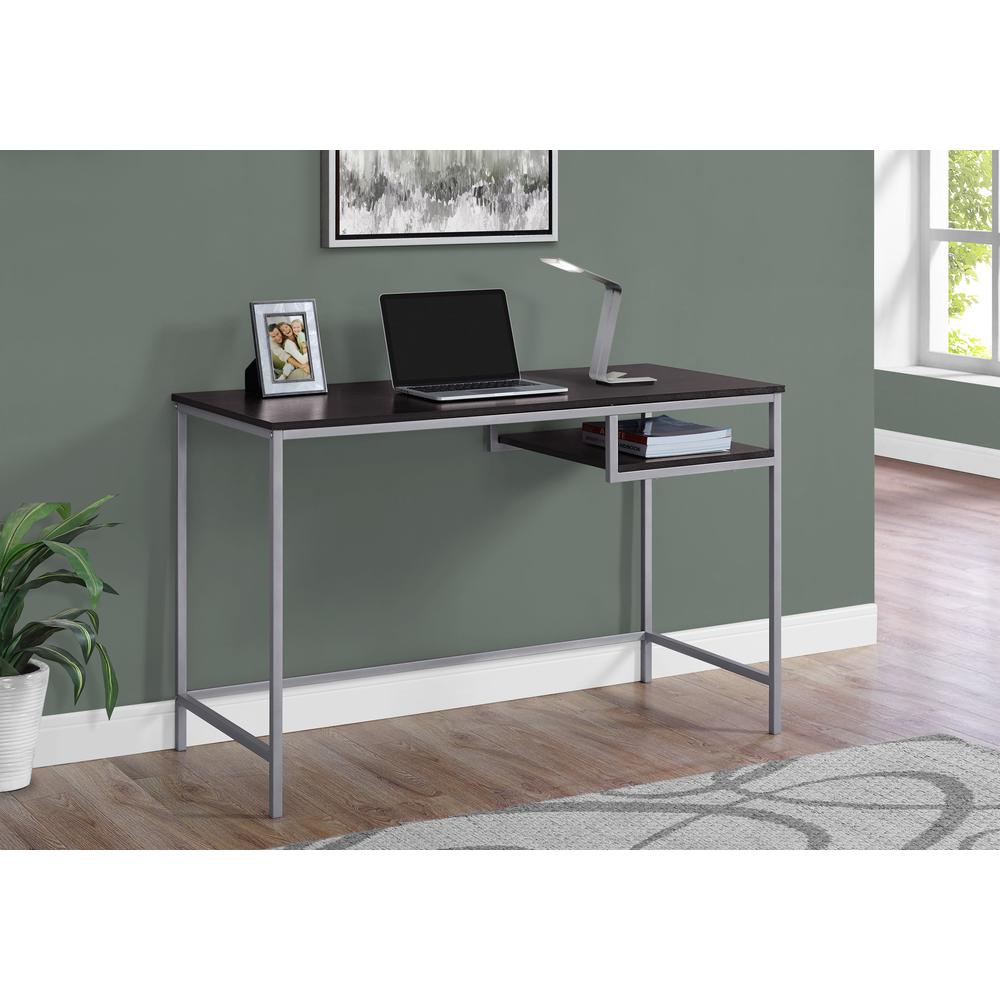 Sleek Chrome and Walnut Finish Computer Desk. Picture 1