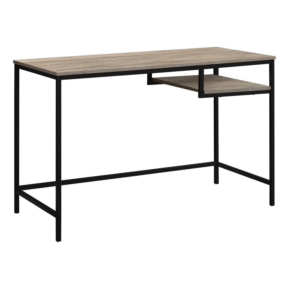 30" Dark Taupe MDF and Black Metal Computer Desk - 333491. Picture 2