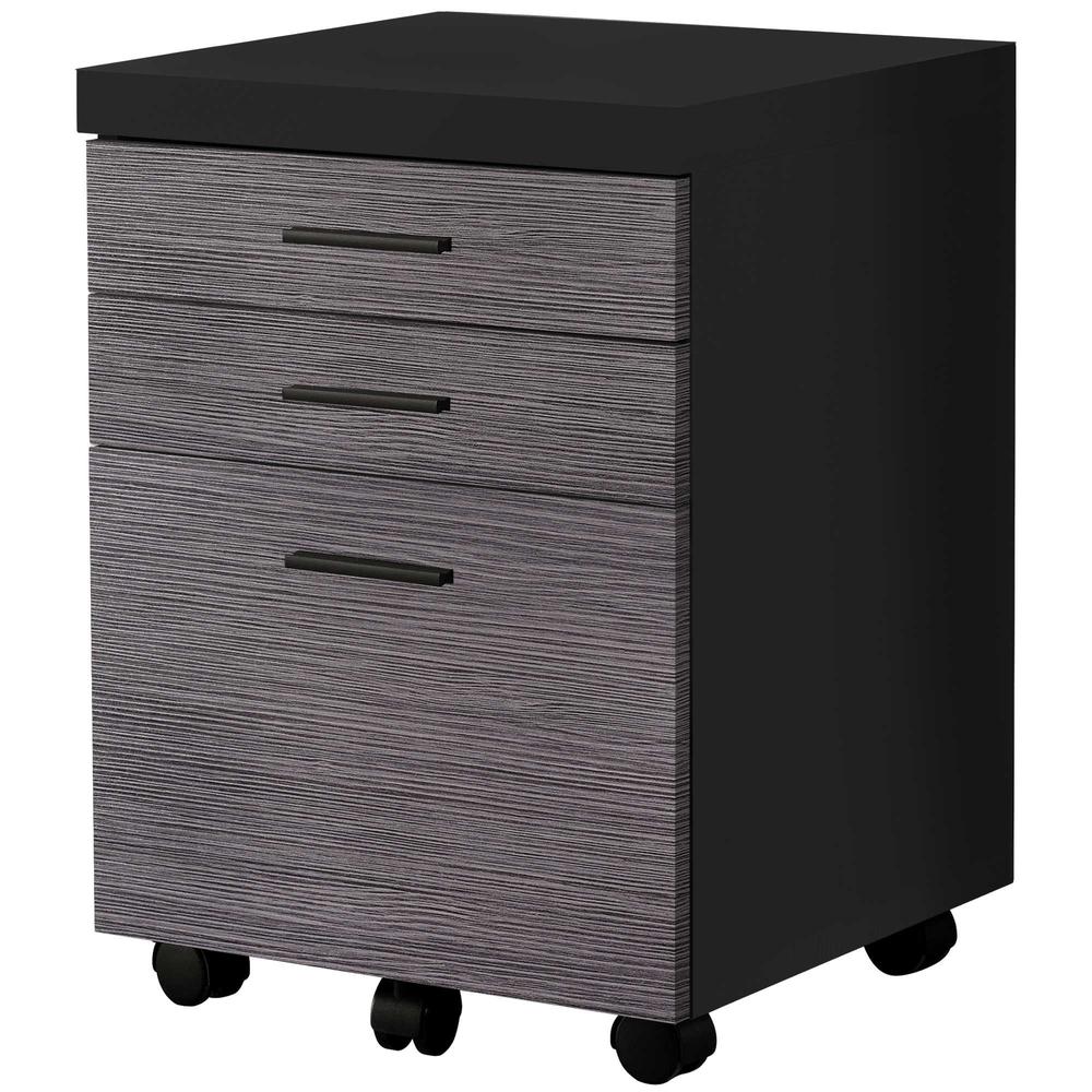17.75" x 18.25" x 25.25" Black Grey Particle Board 3 Drawers  Filing Cabinet. Picture 1