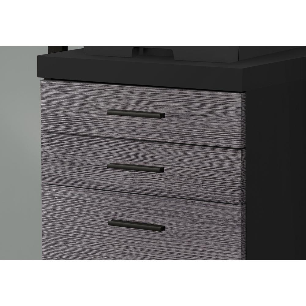 17.75" x 18.25" x 25.25" Black Grey Particle Board 3 Drawers  Filing Cabinet. Picture 2