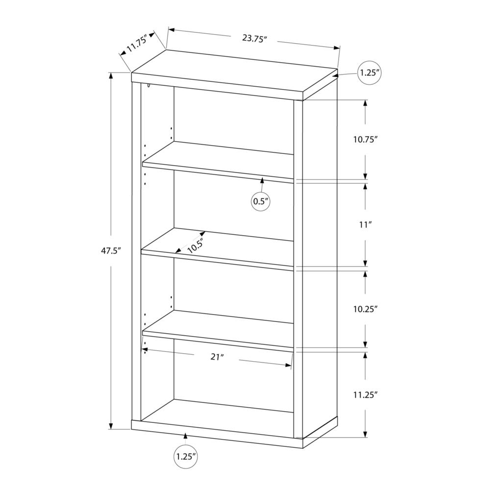 11.75" x 23.75" x 47.5" Grey Particle Board Adjustable Shelves  Bookshelf. Picture 3
