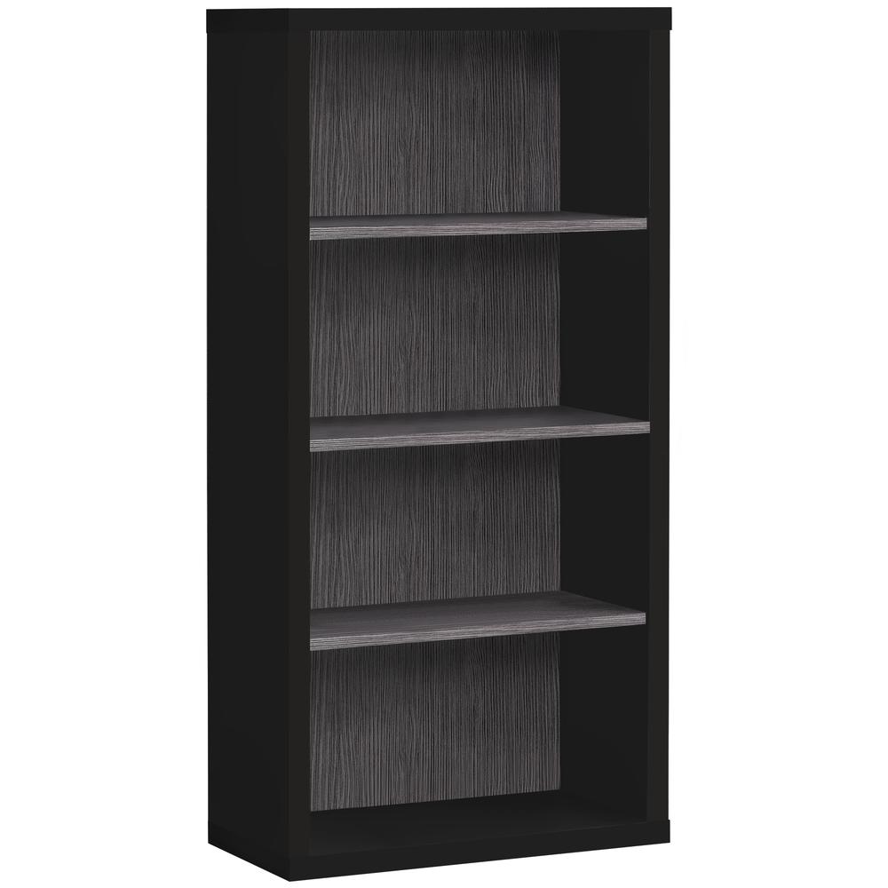 11.75" x 23.75" x 47.5" Black Grey Particle Board Adjustable Shelves  Bookshelf. Picture 1