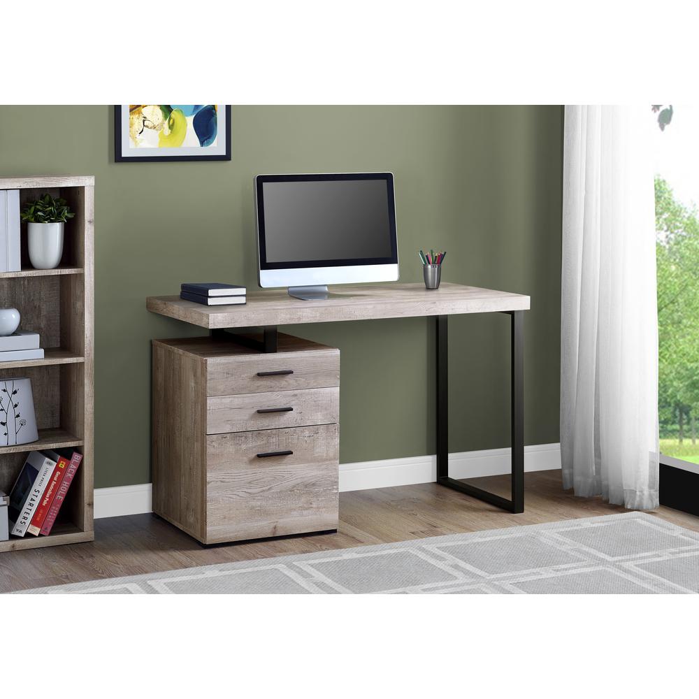 23.75" x 47.25" x 30" Taupe Black Particle Board Hollow Core Metal  Computer Desk. Picture 2