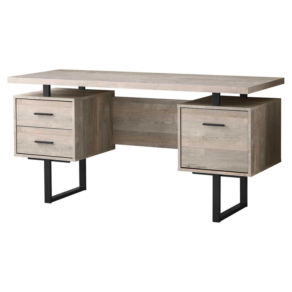 23.75" x 60" x 30.25" Taupe Black Particle Board Hollow Core Metal  Computer Desk - 333519. Picture 1