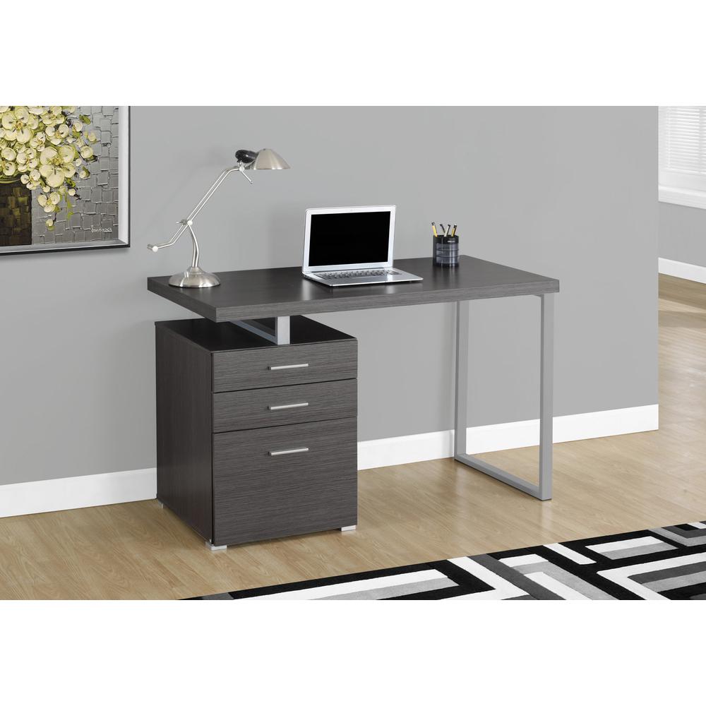 23.75" x 47.25" x 30" Grey Silver Particle Board Hollow Core Metal  Computer Desk. Picture 2