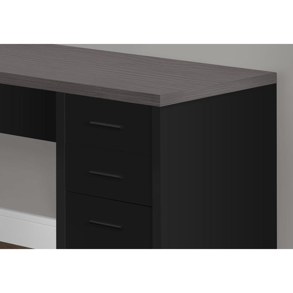 55.25" x 60" x 30" Black Clear Grey Particle Board Hollow Core  Computer Desk - 333529. Picture 2
