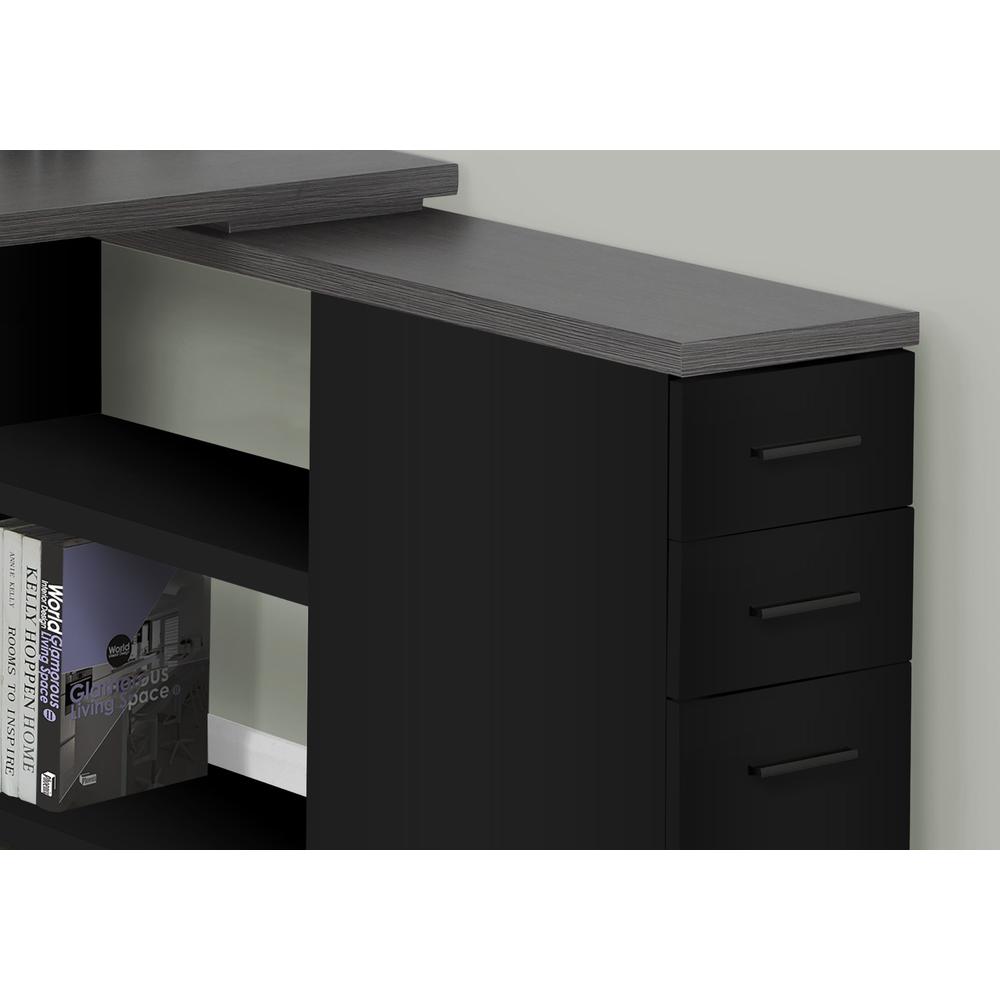 47.25" x 47.25" x 29.5" Black Grey Particle Board Hollow Core Metal  Computer Desk With A Grey Top. Picture 3