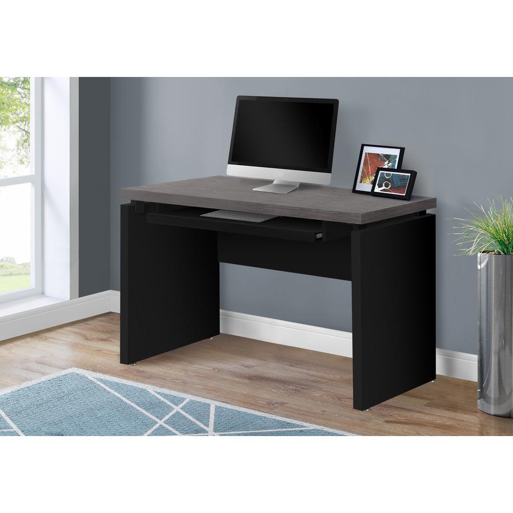 30.75" Black Particle Board  MDF  and Laminate Computer Desk with a Grey Top. Picture 1