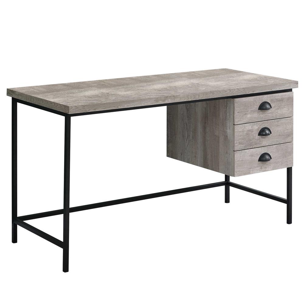 23.75" x 55.25" x 30" Taupe Black Particle Board Hollow Core Metal  Computer Desk. Picture 1