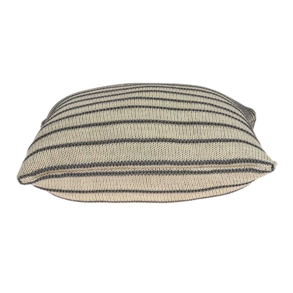 Casual Square Tan and Gray Stripe Accent Pillow Cover - 333931. Picture 3