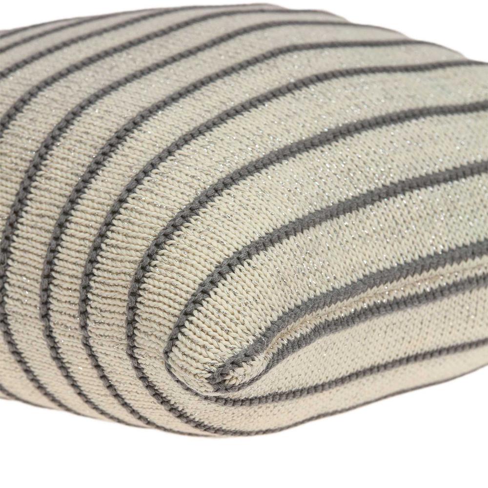 Casual Square Tan and Gray Stripe Accent Pillow Cover - 333931. Picture 4
