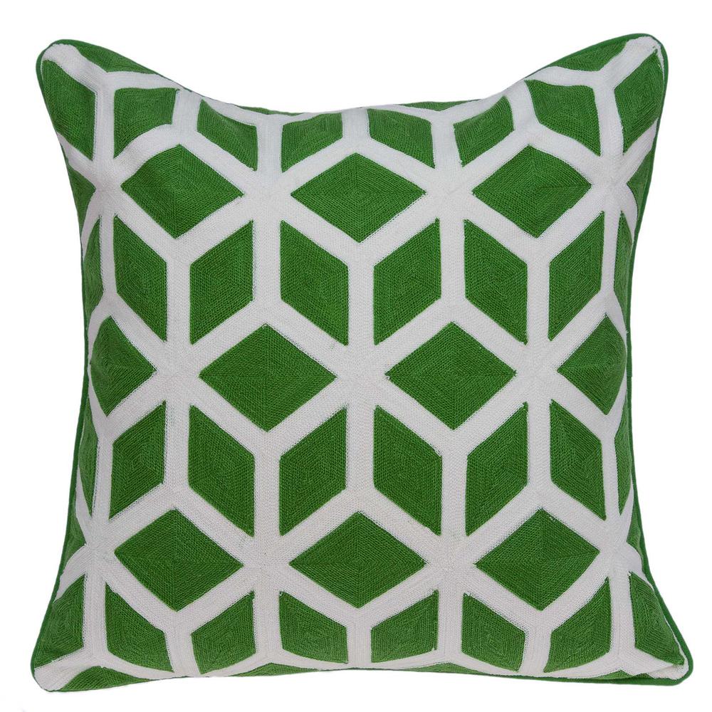 20" x 0.5" x 20" Transitional Green and White Pillow Cover - 333972. Picture 1