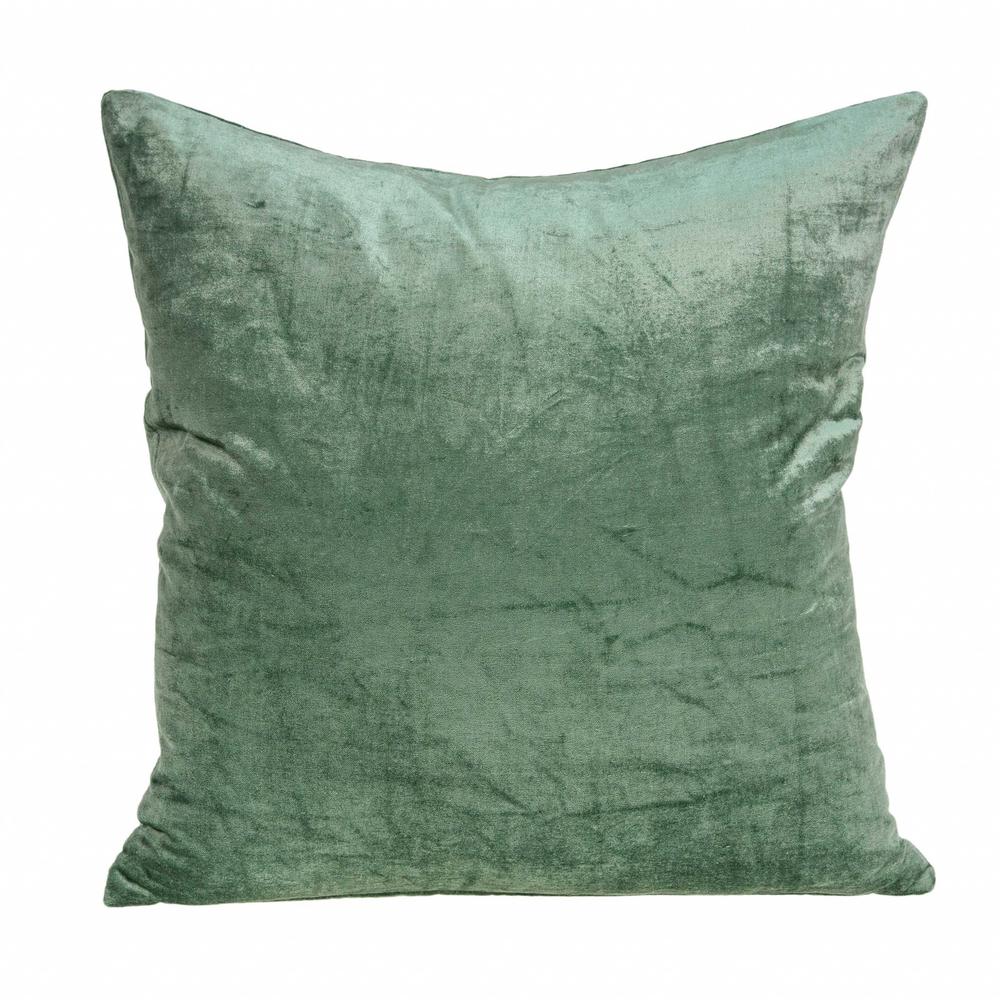 18" x 7" x 18" Transitional Green Solid Pillow Cover With Poly Insert - 333994. Picture 1