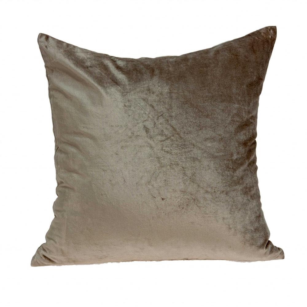 18" x 7" x 18" Transitional Taupe Solid Pillow Cover With Poly Insert - 333998. Picture 1