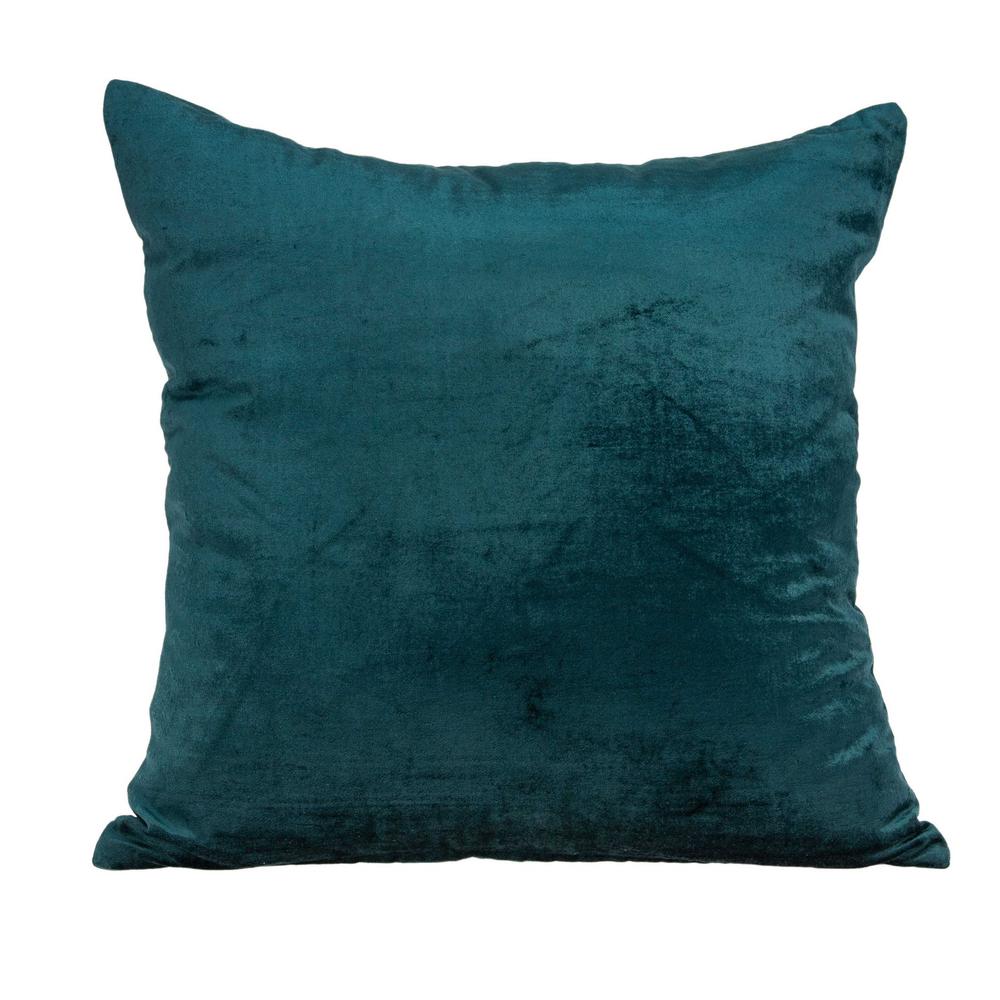 18" x 7" x 18" Transitional Teal Solid Pillow Cover With Poly Insert - 334000. Picture 1