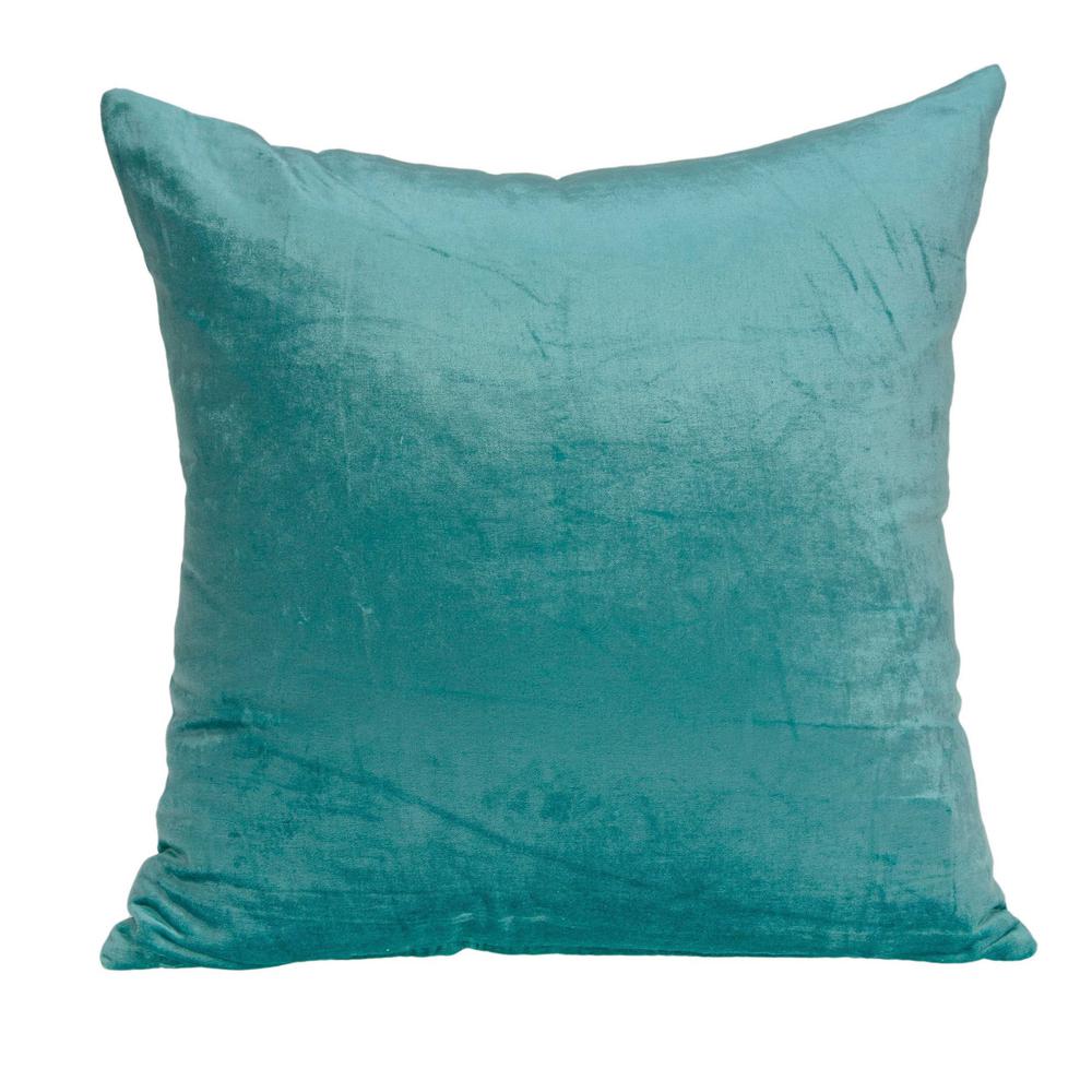 18" x 7" x 18" Transitional Aqua Solid Pillow Cover With Poly Insert - 334005. Picture 1