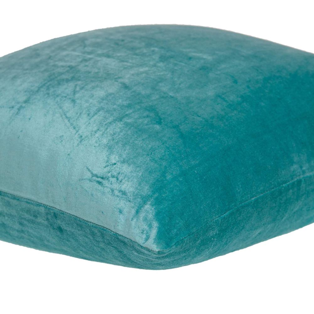 18" x 7" x 18" Transitional Aqua Solid Pillow Cover With Poly Insert - 334005. Picture 4