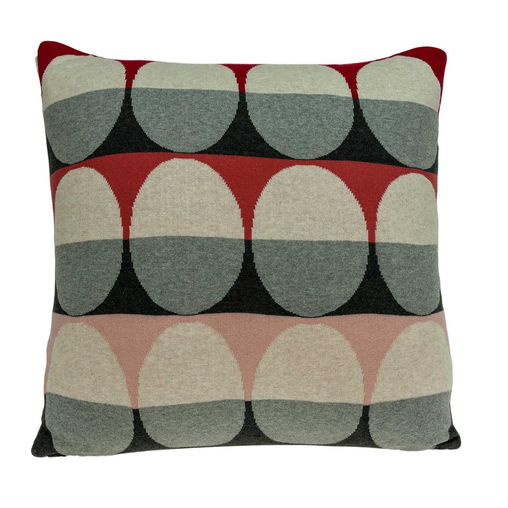 20" x 7" x 20" Transitional Gray And Red Pillow Cover With Poly Insert - 334066. Picture 1