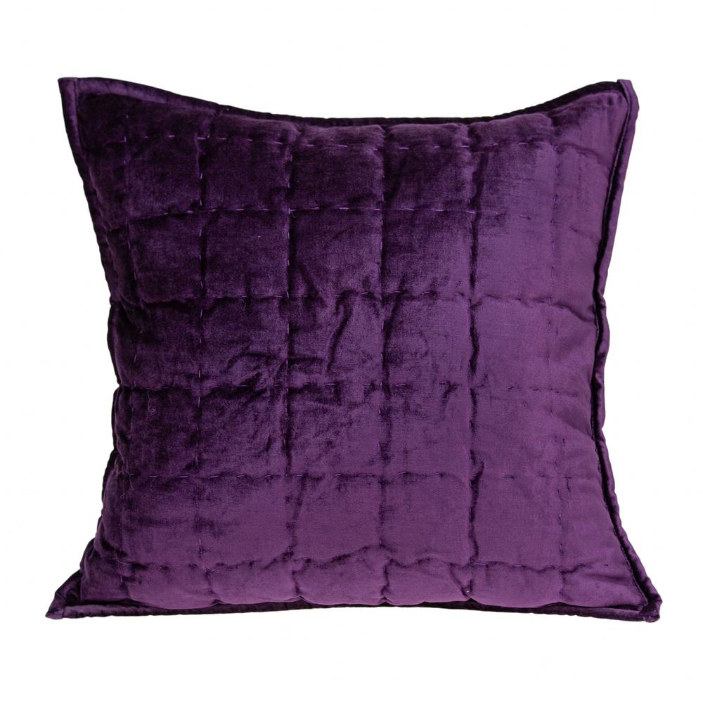 20" x 7" x 20" Transitional Purple Solid Quilted Pillow Cover With Poly Insert - 334089. Picture 1