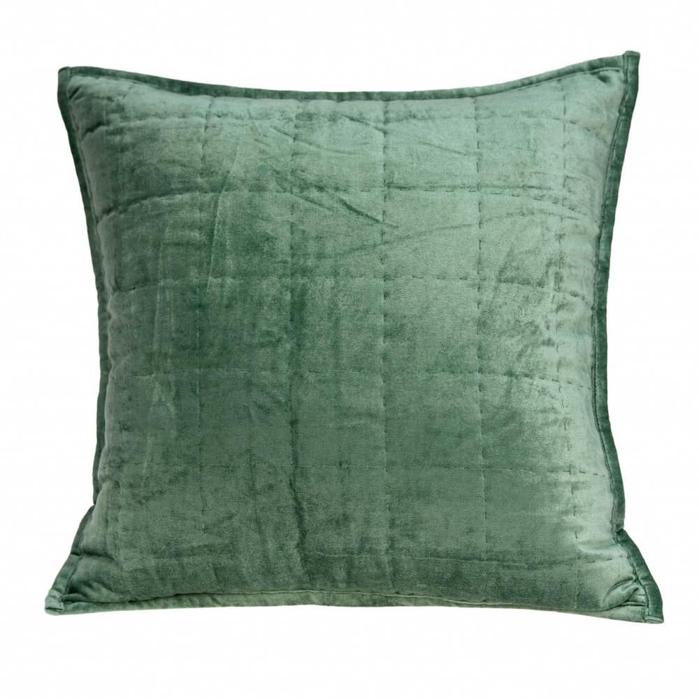 20" x 7" x 20" Transitional Green Solid Quilted Pillow Cover With Poly Insert - 334090. Picture 1