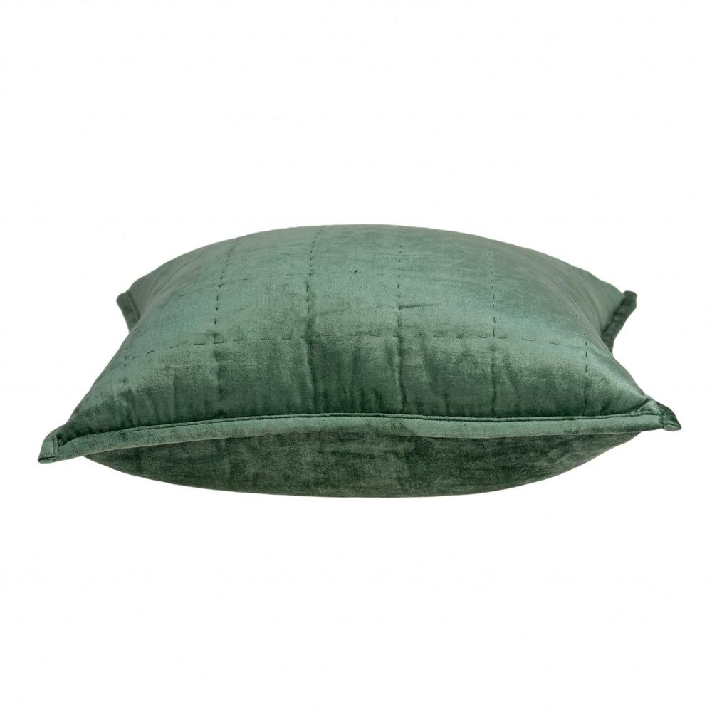 20" x 7" x 20" Transitional Green Solid Quilted Pillow Cover With Poly Insert - 334090. Picture 3