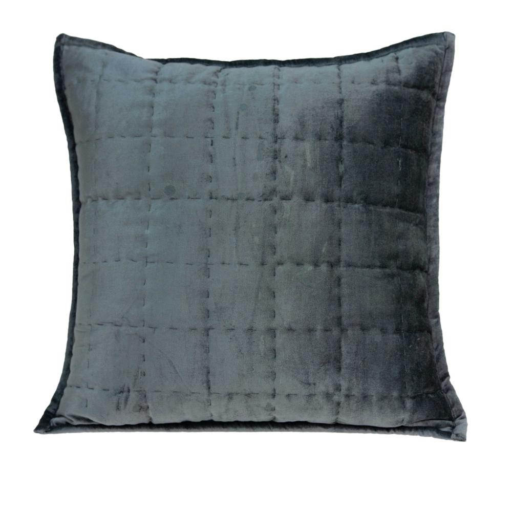 20" x 7" x 20" Transitional Charcoal Solid Quilted Pillow Cover With Poly Insert - 334091. Picture 1