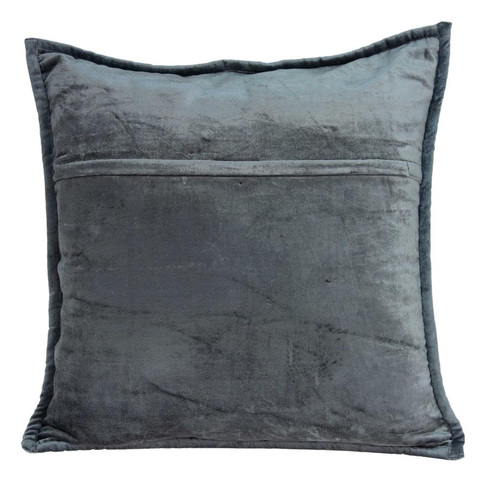 20" x 7" x 20" Transitional Charcoal Solid Quilted Pillow Cover With Poly Insert - 334091. Picture 2