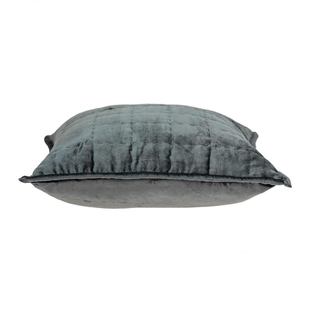 20" x 7" x 20" Transitional Charcoal Solid Quilted Pillow Cover With Poly Insert - 334091. Picture 3